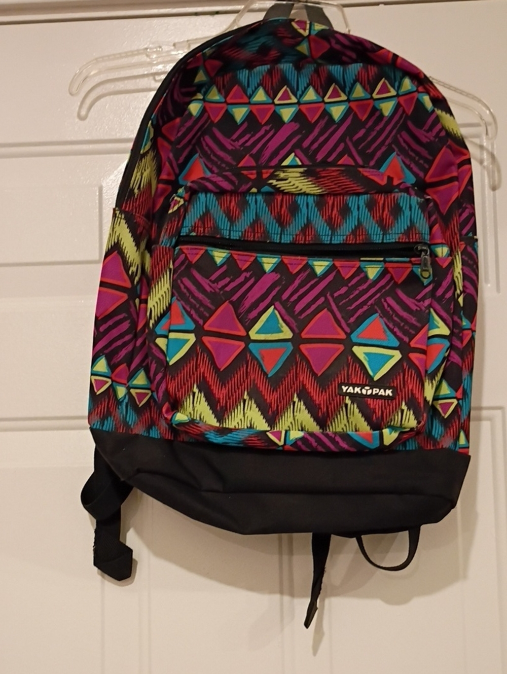 Yak Pak Geometric Print Backpack - Pink, Teal, Yellow, Black